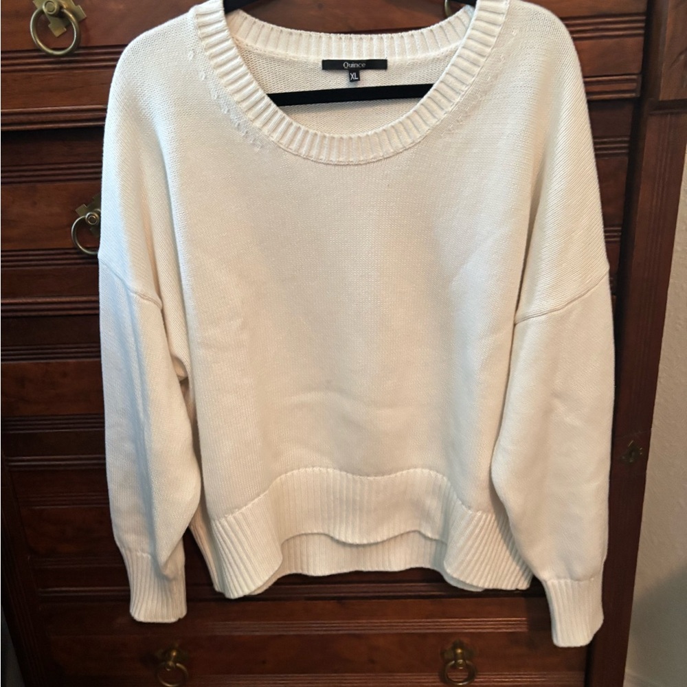 Quince Women's Organic Cotton Cream Pullover Sweater. Excellent Condition. XL
